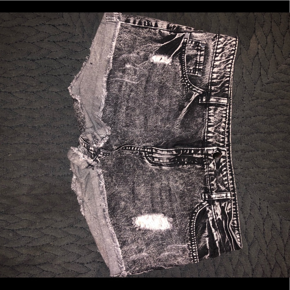 Acid washed jean shorts